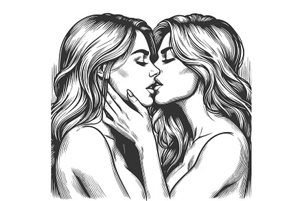 Romantic Vintage Illustration of Two, a Person Illustration by AlexArt