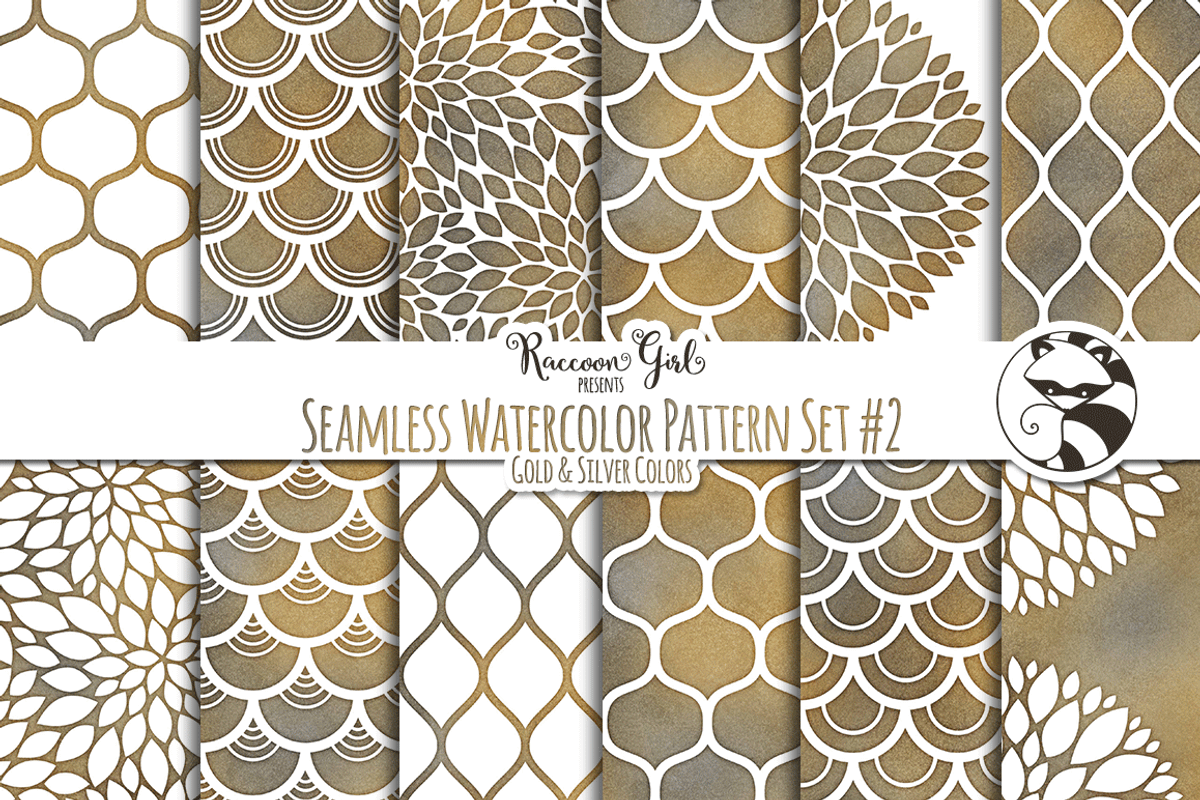 Seamless Watercolor Patterns #2 GS, a Pattern Graphic by RaccoonGirl Design (Photo 1 of 3)