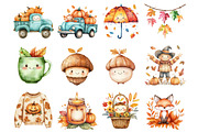 Cute Fall Clipart - Watercolor, a Seasonal Illustration by CitraGraphics (Thumbnail 3 of 4)