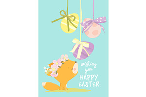 Cute Little Fox standing with Easter, an Animal Illustration by Maria Starus
