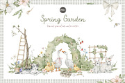 Spring Garden. Watercolor clipart, a Decorative Illustration by Kreker Kate (Thumbnail 1 of 12)