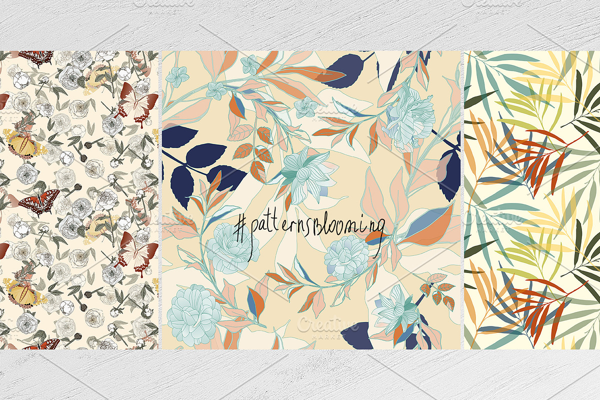 Ivory floral seamless vector pack, a Pattern Graphic by PatternsBlooming
