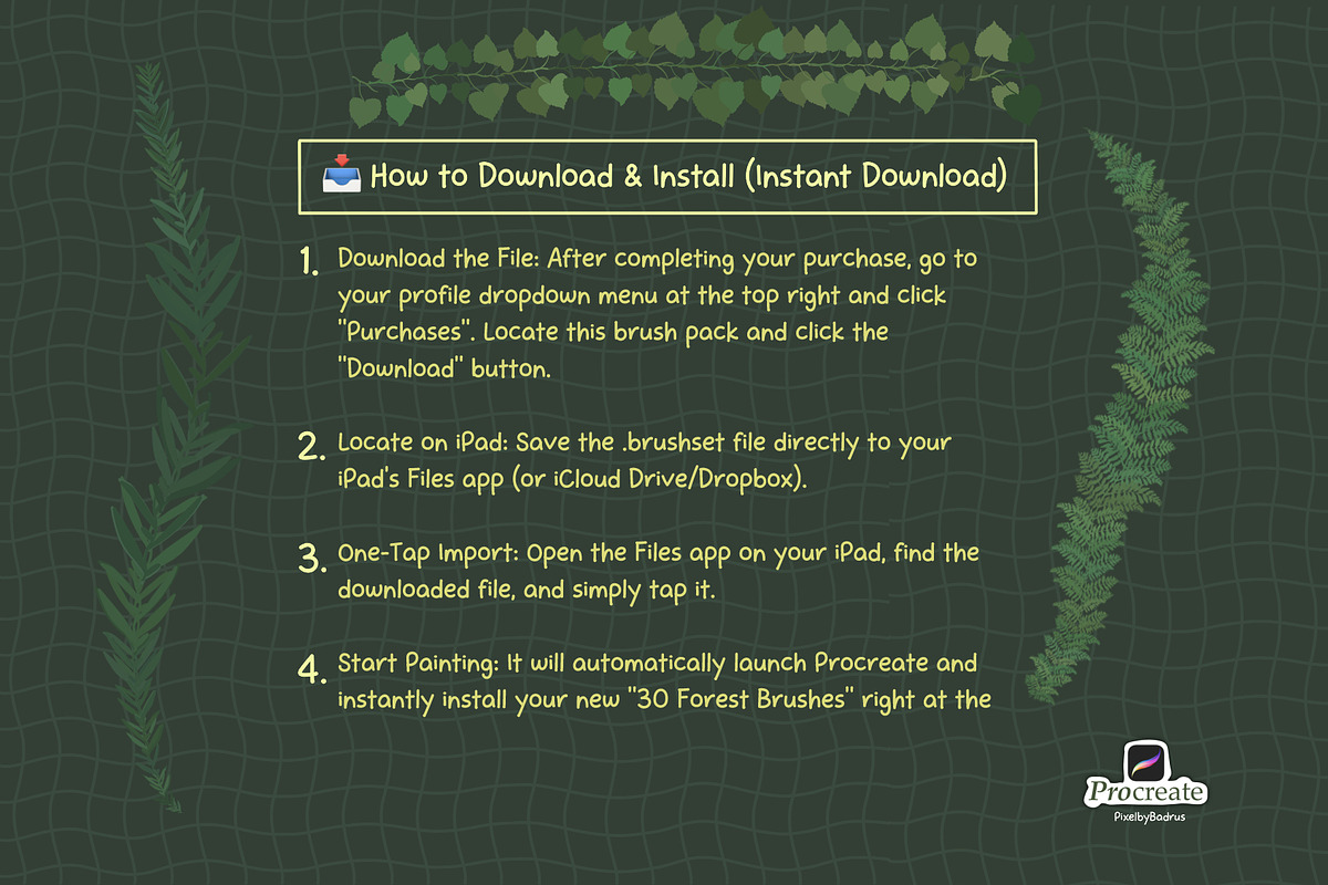 30 Forest Brushes for Procreate, a Brush Add-On by badrusblue (Photo 6 of 6)