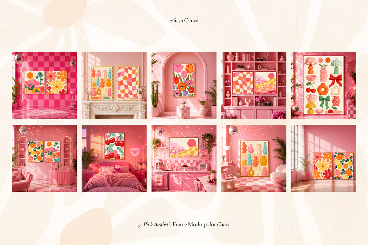 50 Girly Pink Retro Frame Mockups, a Household Mockup by Matisse Studio (Photo 6 of 10)