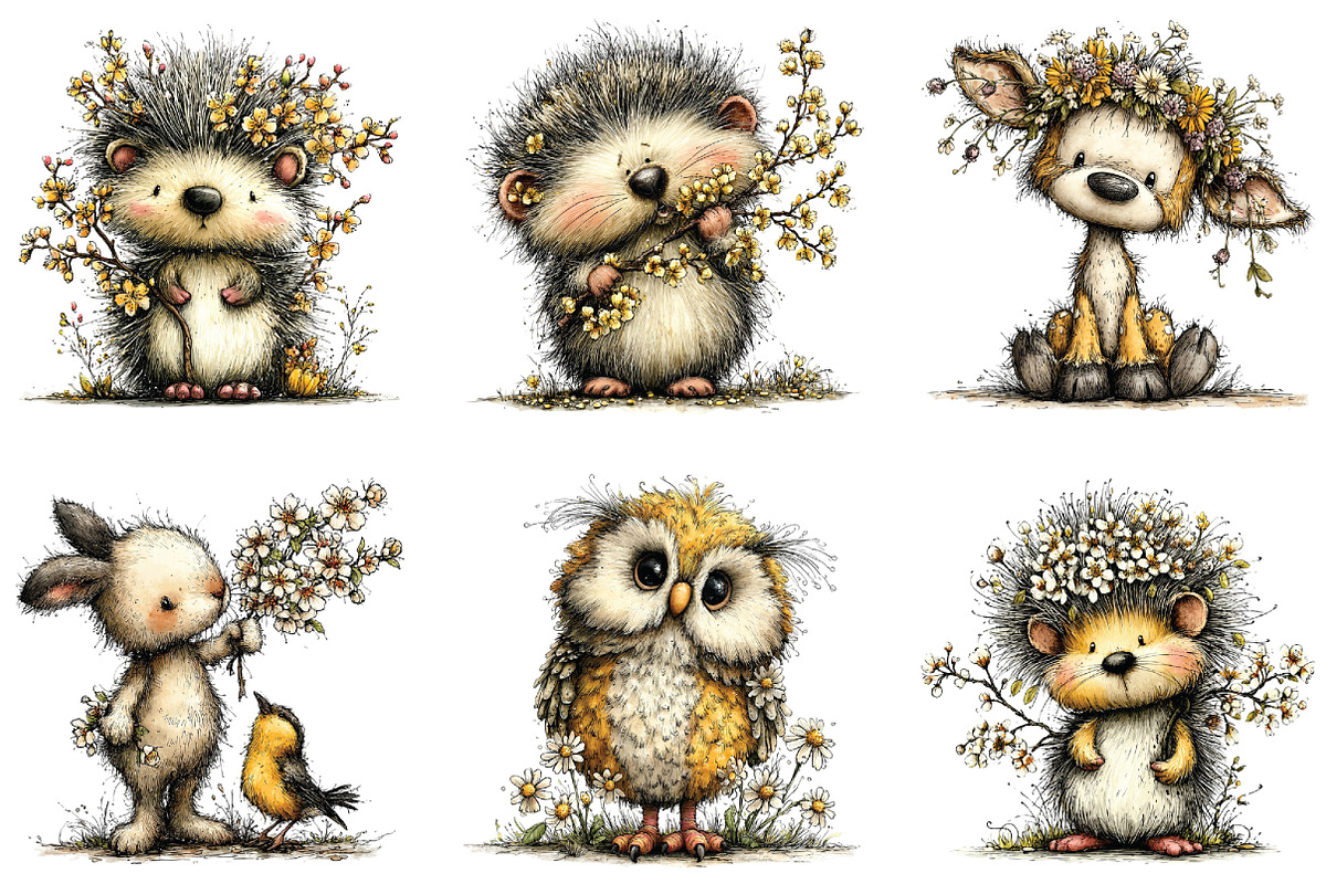 Spring Woodland Animals Clipart, an Illustration by CraftArtStudio (Photo 6 of 6)