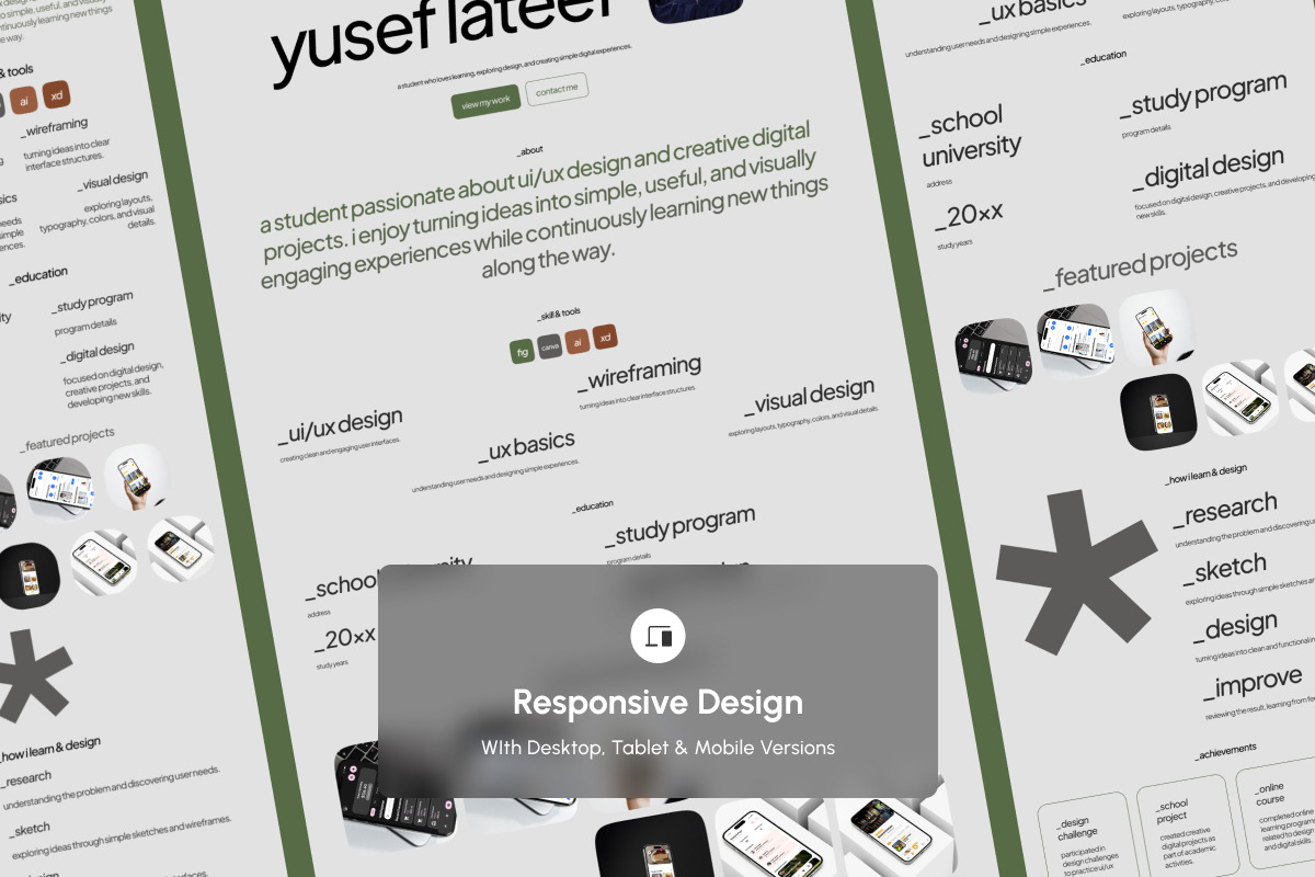 Yusef – Student Portfolio Website, a Landing Page Template by productype1 (Photo 3 of 5)