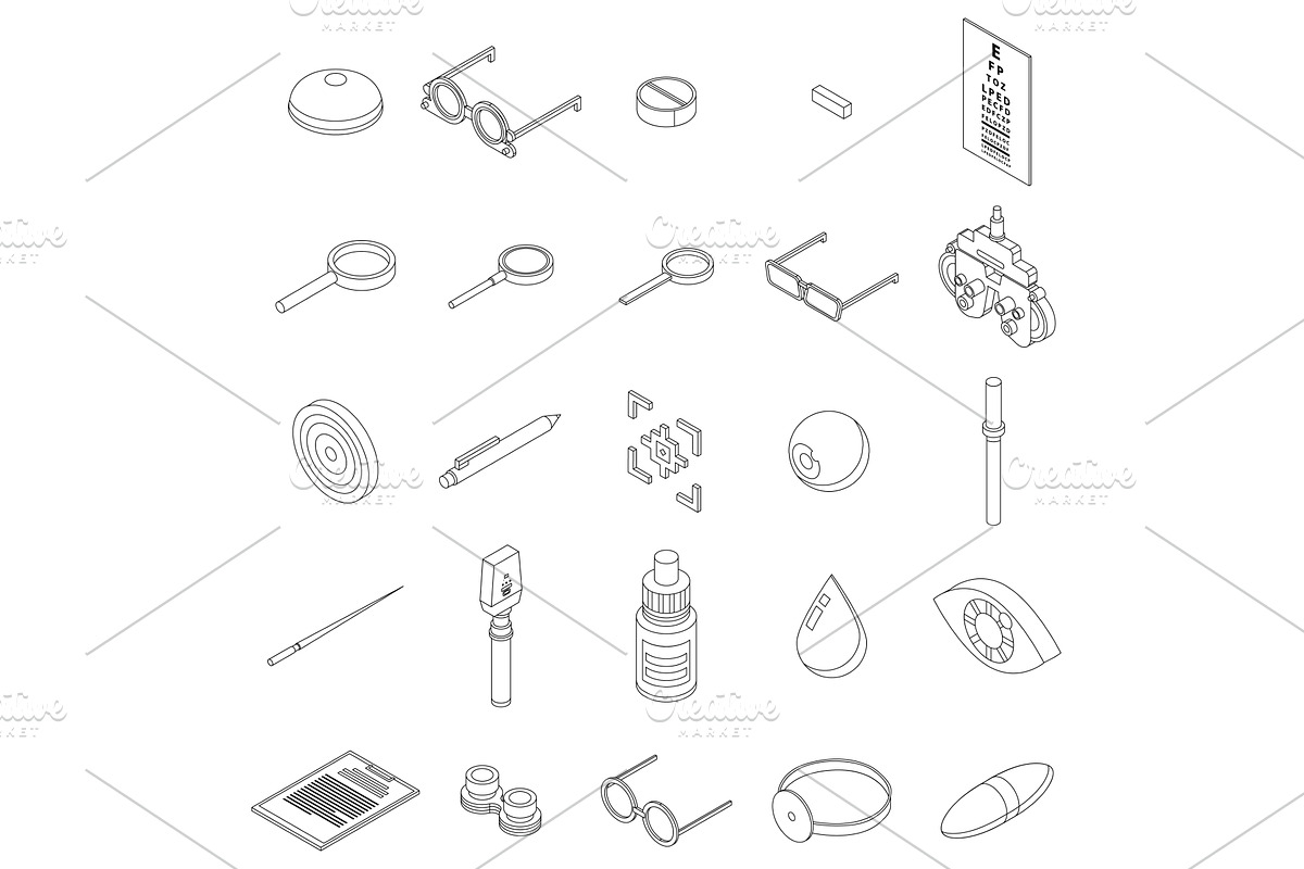 Eye examination icons set vector, a Healthcare Illustration by Ylivdesign