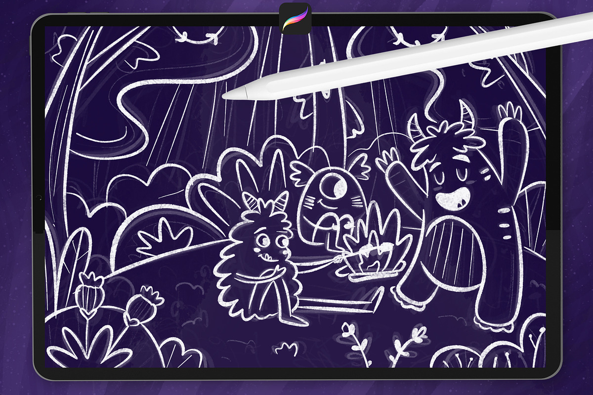 The Monster: Procreate Brushes, a Brush Add-On by Leonard Posavec (Photo 6 of 9)
