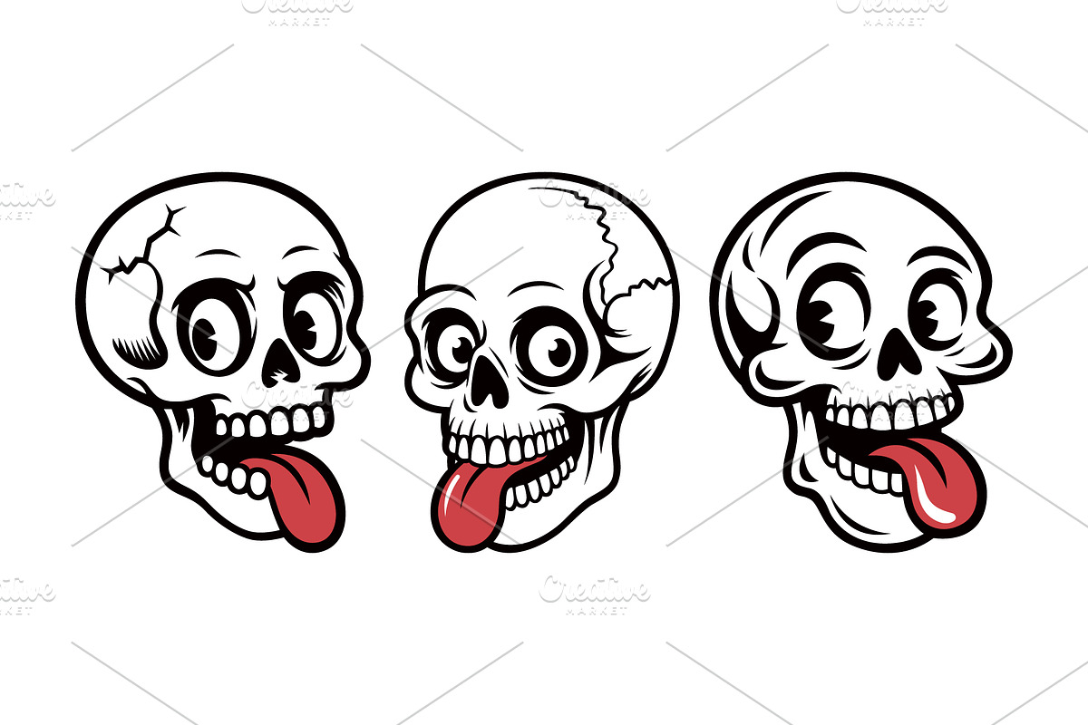 Funny skulls tongue out, an Empty State Illustration by Pixes