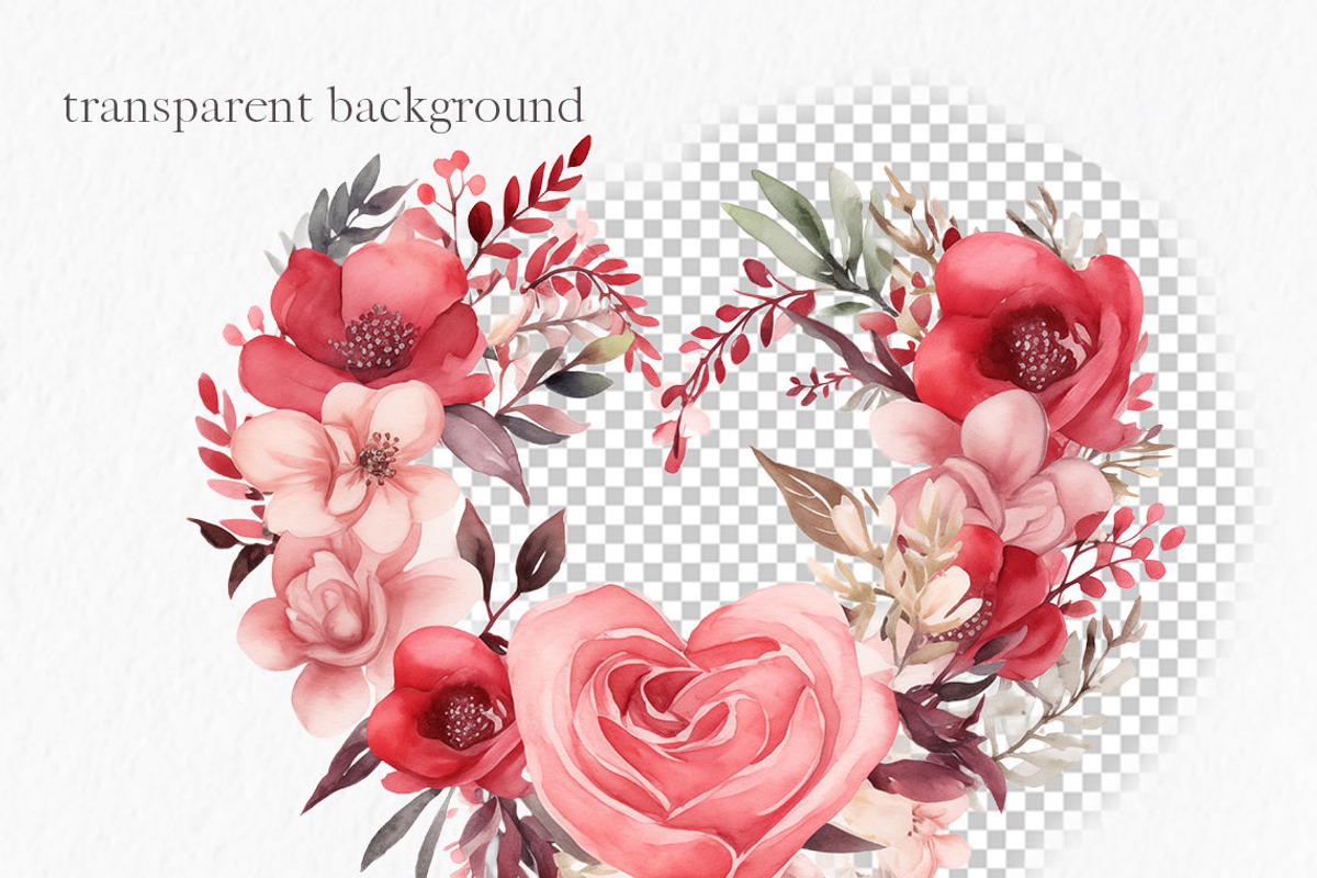Valentines wreath watercolor hearts, an Object Graphic by MyLittleMeow (Photo 6 of 7)