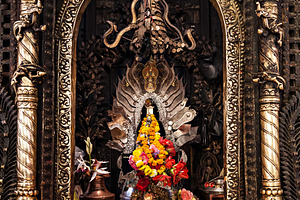 Altar in hindu temple, a Photo by saiko3p