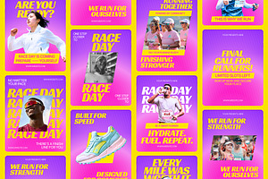 Marathon Event Instagram Templates, a Social Media Template by Supanium Studio