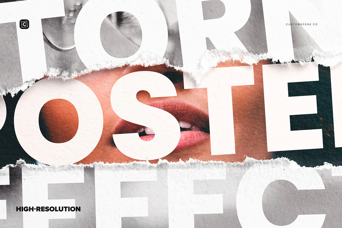Torn Paper Poster Photo Effect, a Product Mockup by Custom Scene (Photo 3 of 10)