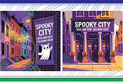 Spooky City Coloring Pages, an Illustration by LightExpress (Thumbnail 4 of 6)