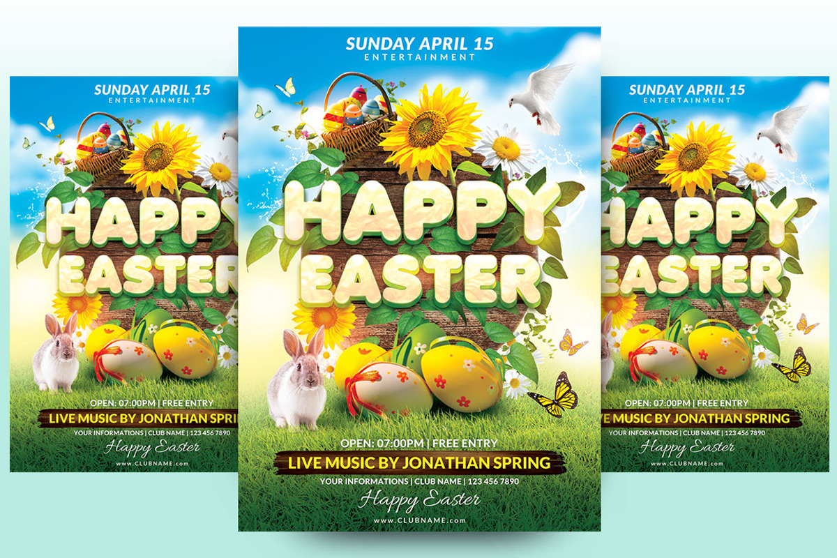 Happy Easter Flyer Template, a Flyer Template by Briell Design (Photo 1 of 3)