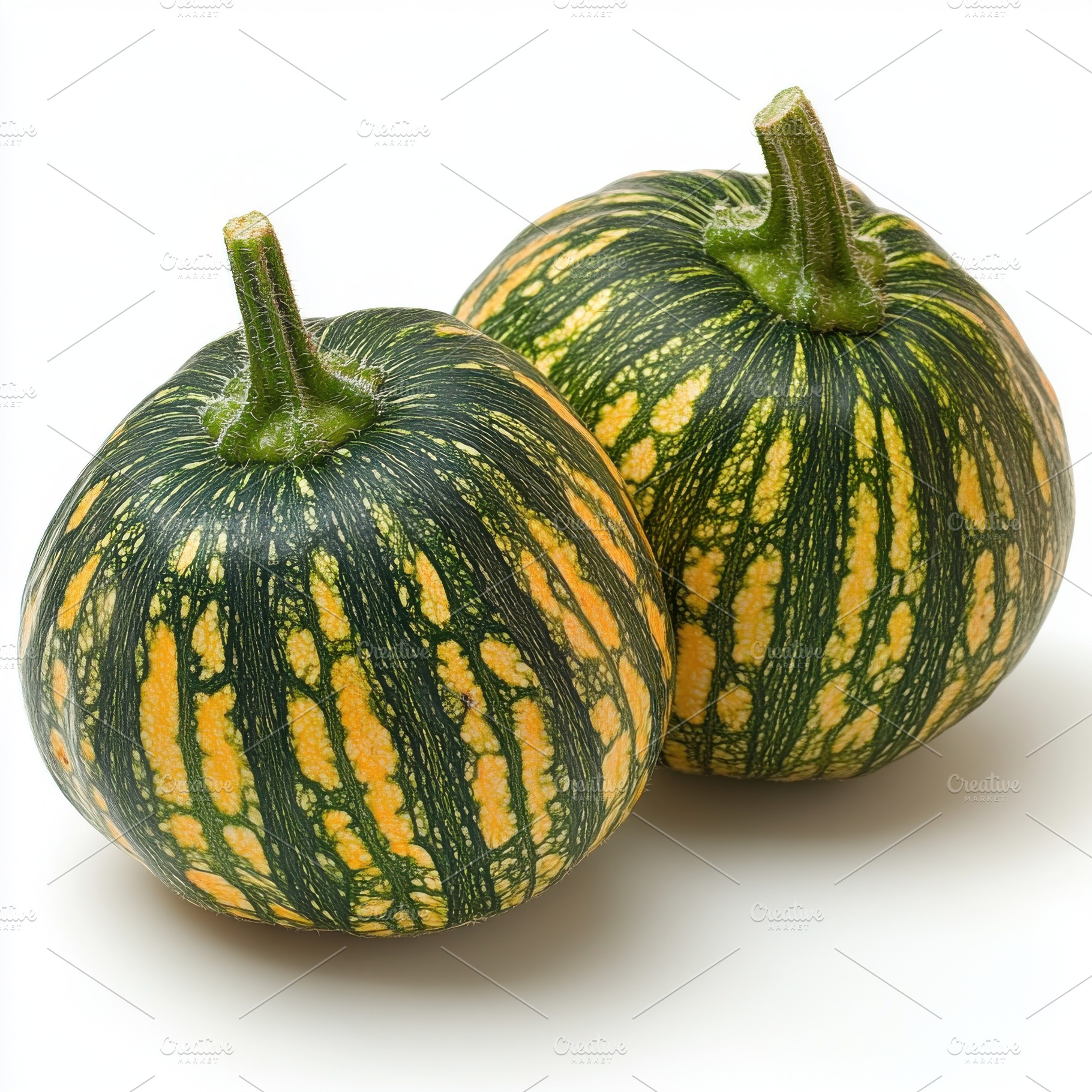 Two fresh vegetable marrow, isolated, a Food & Drink Photo by Pixeness Studio