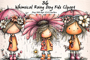 Whimsical Rainy Day Kids Clipart, an Illustration by Digital Artistic99 (Thumbnail 1 of 11)