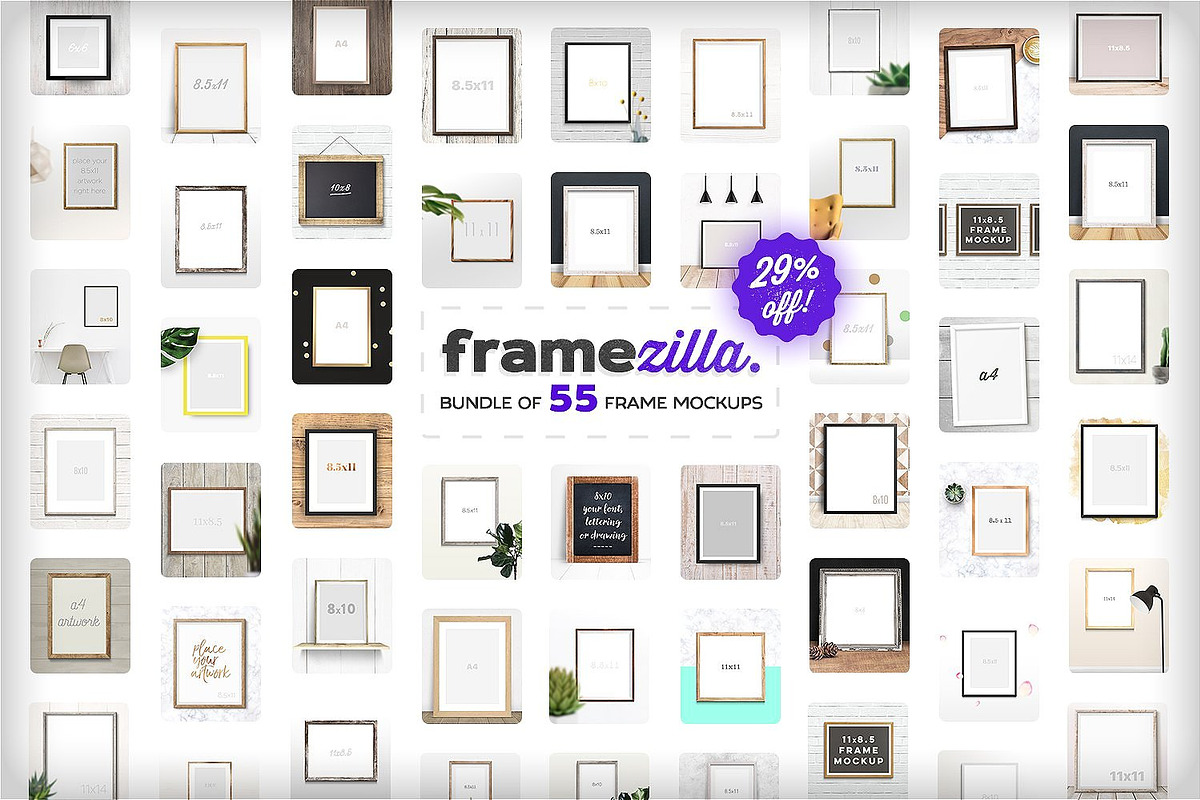 Framezilla Bundle. 55 Frame Mockups, a Mockup by Frisk Shop (Photo 1 of 13)