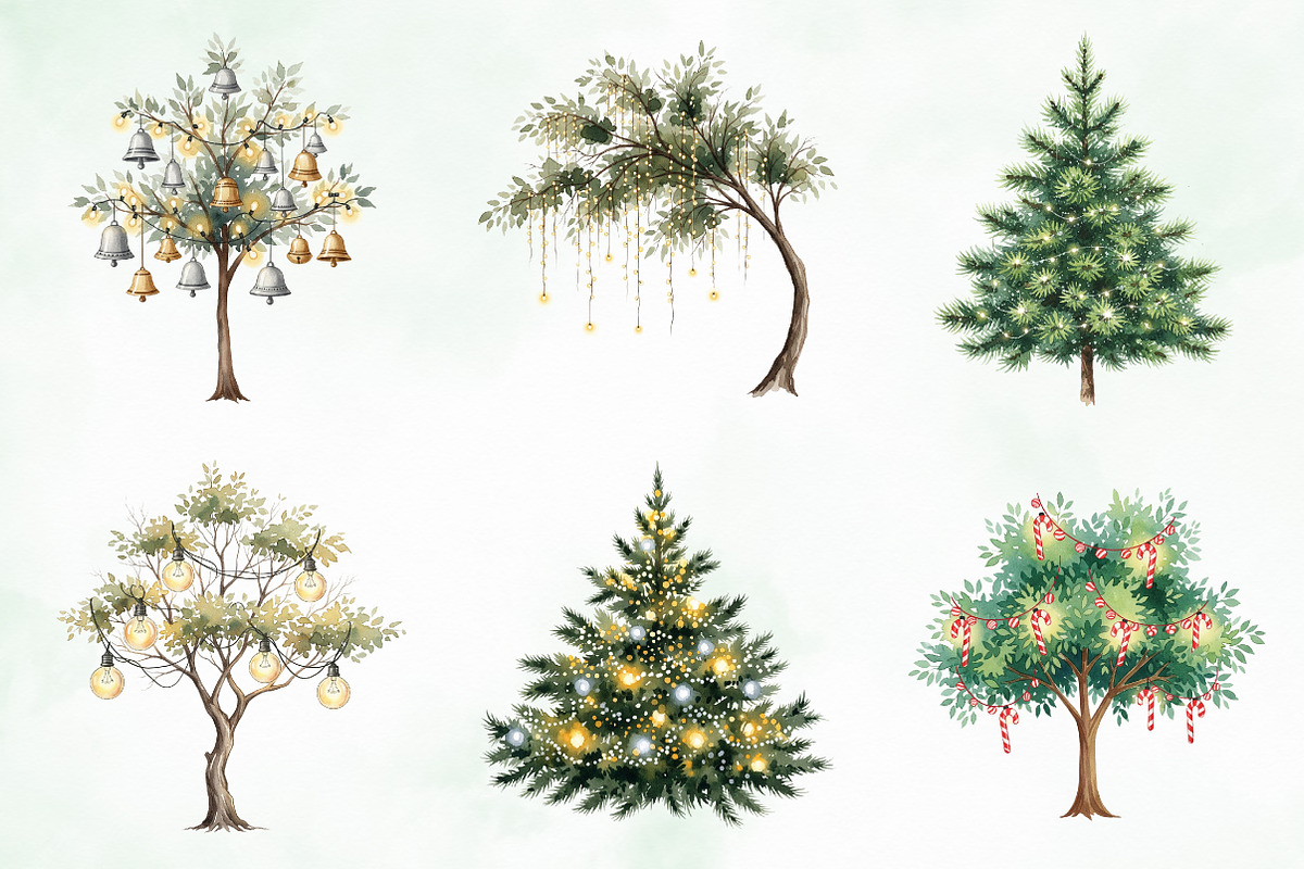 Christmas Lights Tree Clipart PNG, an Illustration by Creative Art (Photo 5 of 11)