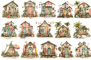 Whimsical Summer Beach Hut Clipart, an Illustration by OK Design (Thumbnail 3 of 6)