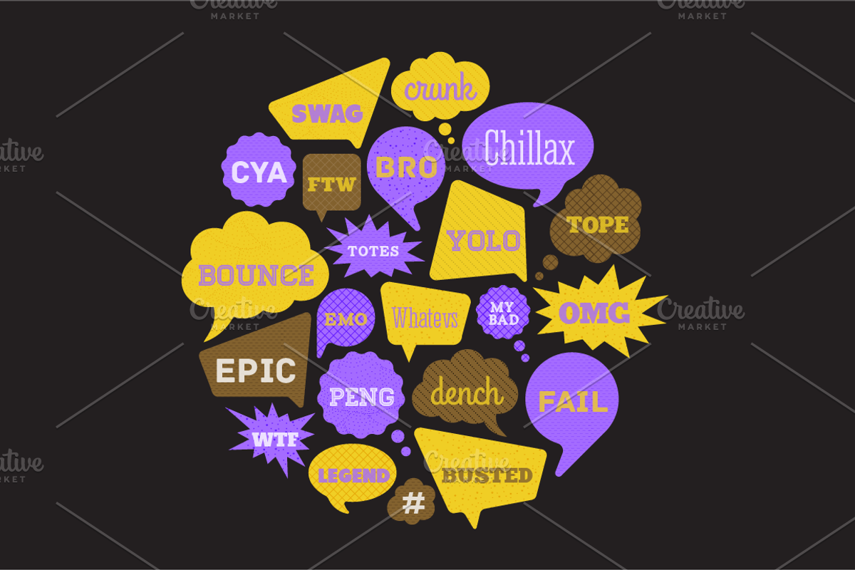 Internet Slang Speech Bubbles, a Technology Illustration by vekstok (Photo 2 of 3)