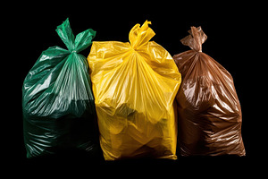 Sorting waste into colorful bags, a Photo by Beautiful things
