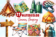 Summer Camping Clipart, an Illustration by Watercolor design (Thumbnail 1 of 5)