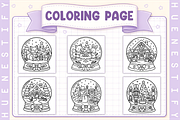 Snow Globe Coloring Book, a Seasonal Illustration by HueNestify (Thumbnail 3 of 4)