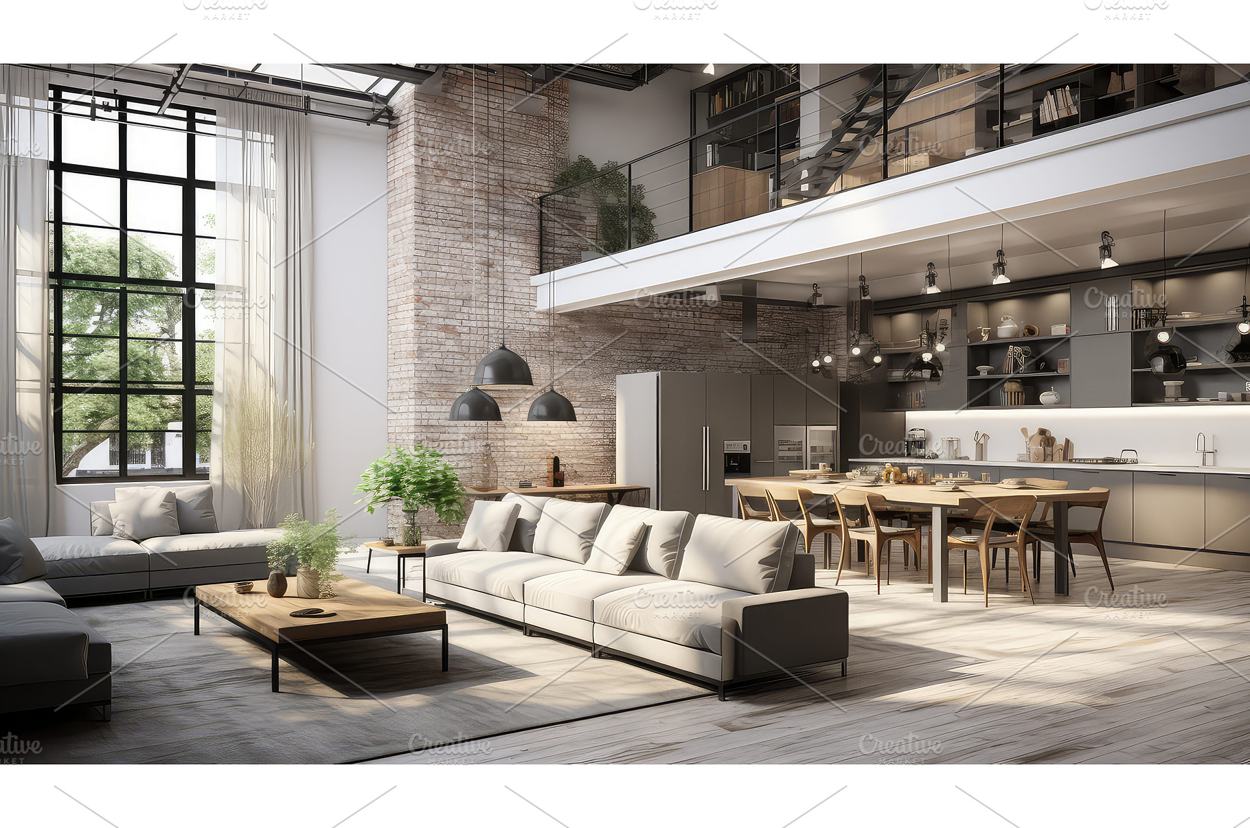 modern loft interior background ai, an Industrial Photo by pikepicture