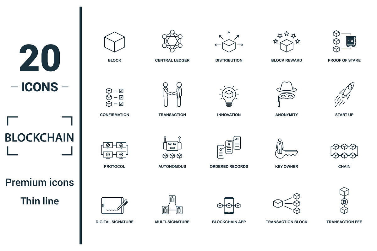 Blockchain Line Icon Set, an Object Graphic by Aimagenarium@gmail.com (Photo 1 of 3)
