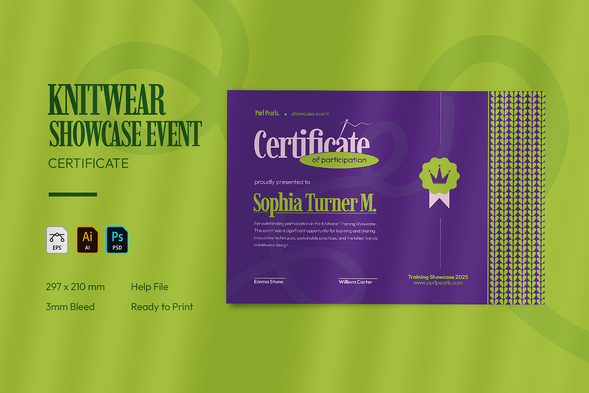 Knitwear Showcase Event Certificate, a Print Template by VUNIRA (Photo 1 of 3)