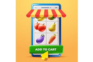 Cartoon 3d fruits vegetables, a Technology Illustration by YummyBuum