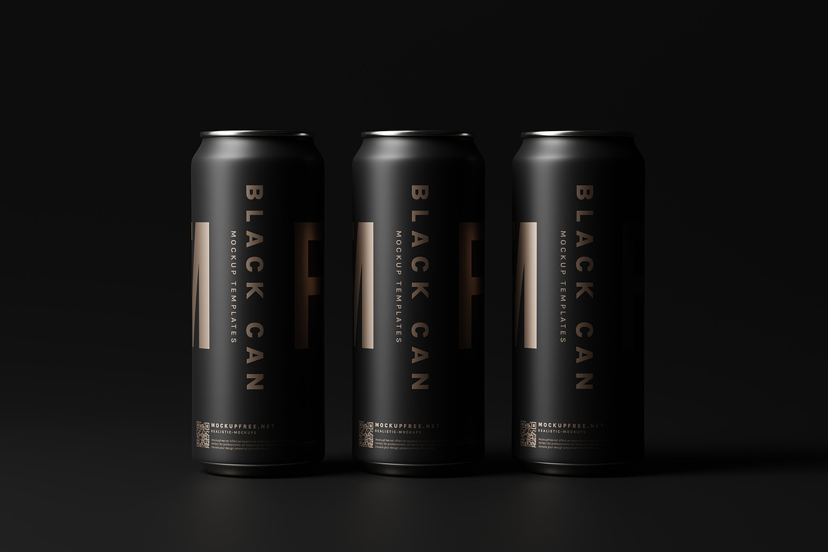 Black Soda or Beer Can Mockups, a Packaging Mockup by MockupFree.Net (Photo 10 of 15)