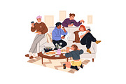 People eating at festive table set, a Person Illustration by PaperTrident (Thumbnail 2 of 13)