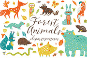 Cute Forest Animals Clipart, an Animal Illustration by PicByKate (Thumbnail 1 of 8)