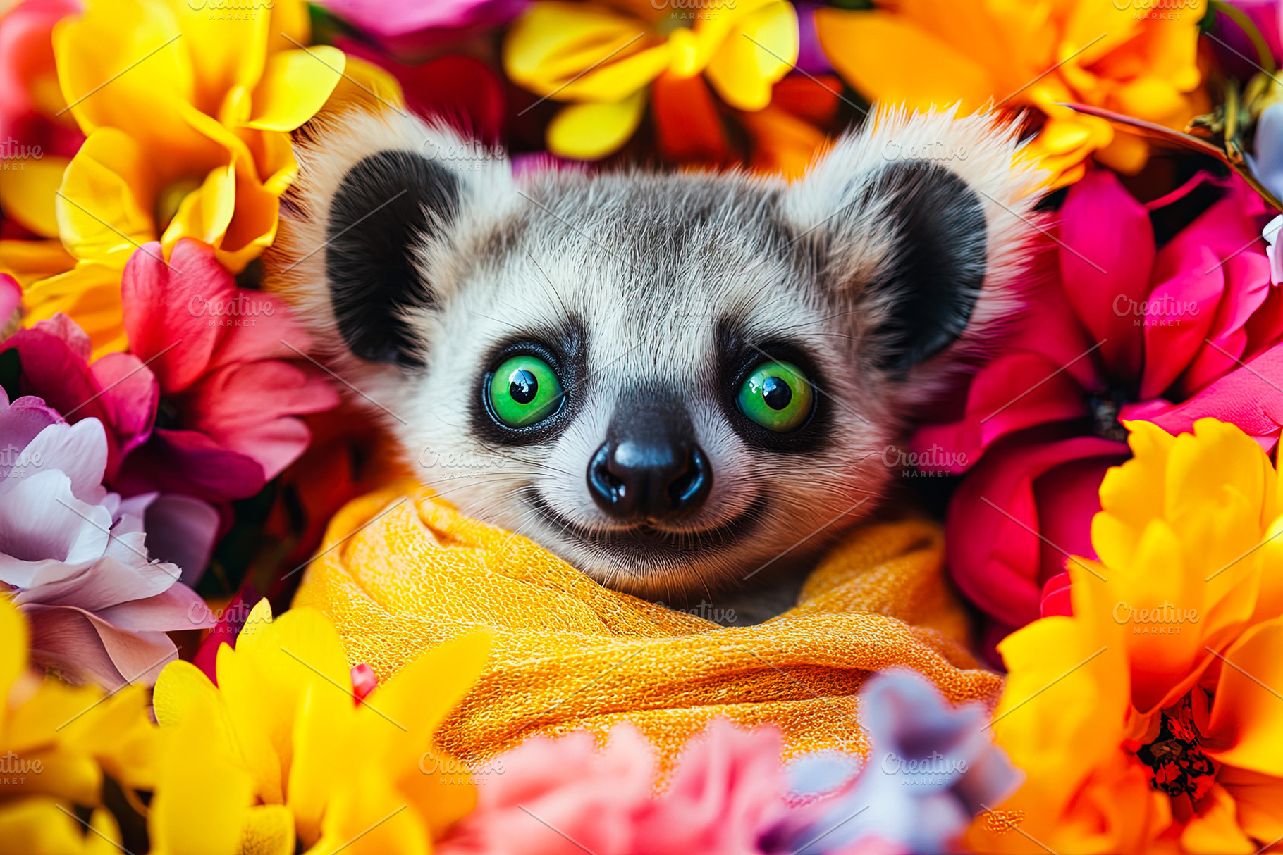 Adorable Baby Lemur with Green Eyes, an Animal Photo by Ales Munt