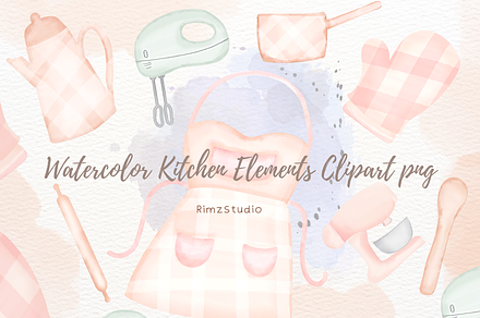 Watercolor BAKERY ELEMENT clipart