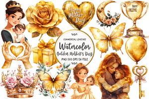 Golden Mother's Day Clipart, an Illustration by OK Design
