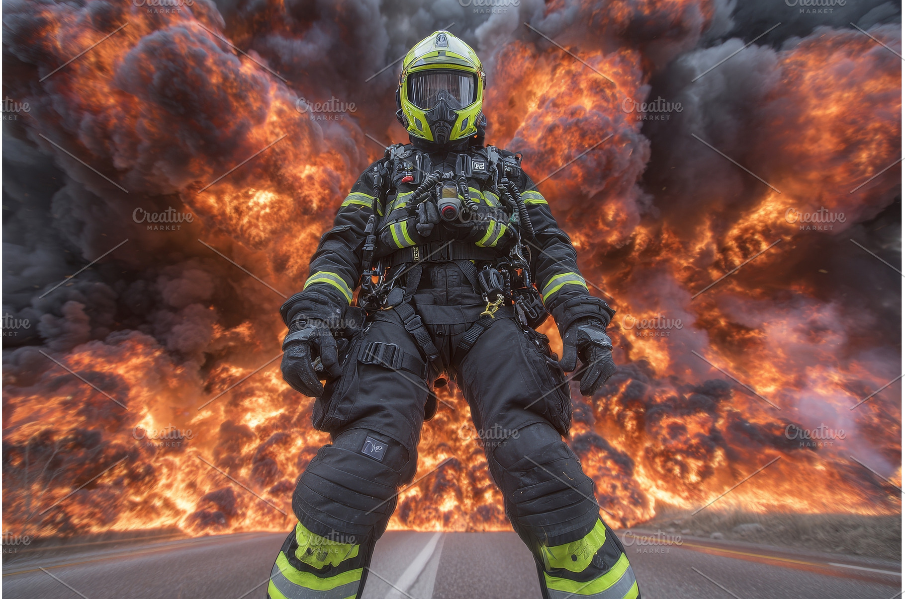 Firefighter attempting to halt the, a Person Photo by ZinetroN