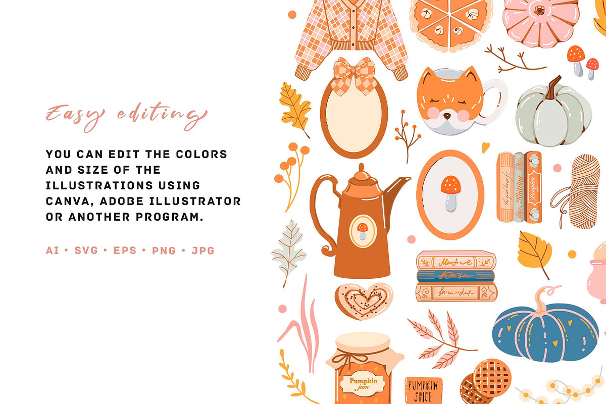 Fall & Halloween clipart. Autumn set, a Seasonal Illustration by VerAna (Photo 16 of 20)