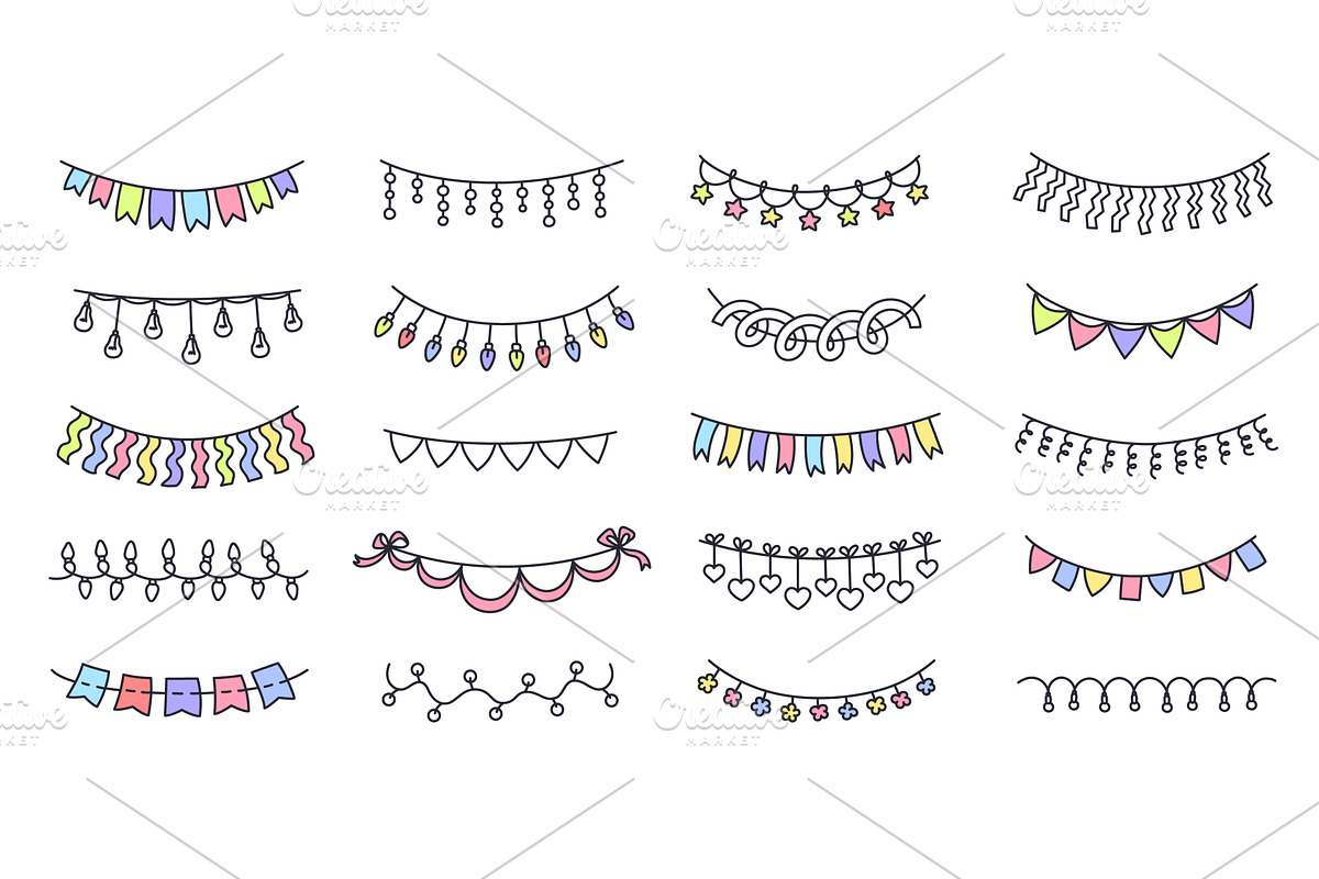 Hand drawn party garlands, an Object Illustration by winwin.art
