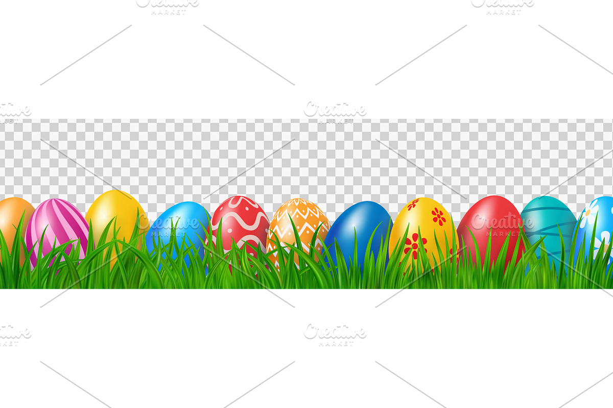easter eggs on meadow green grass, an Object Illustration by ModVector