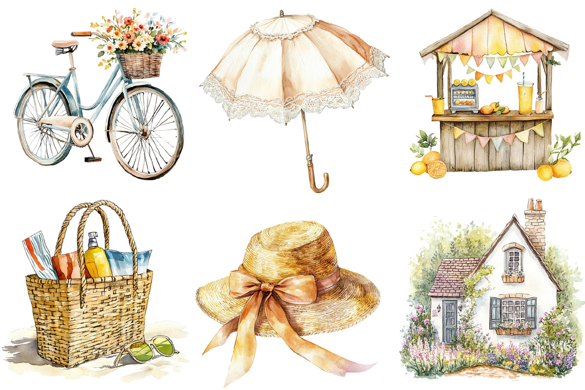 Vintage Summer Decorations Clipart, an Illustration by designhome (Photo 4 of 5)