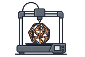 3D printer creating an intricate, an Object Illustration by ZinetroN