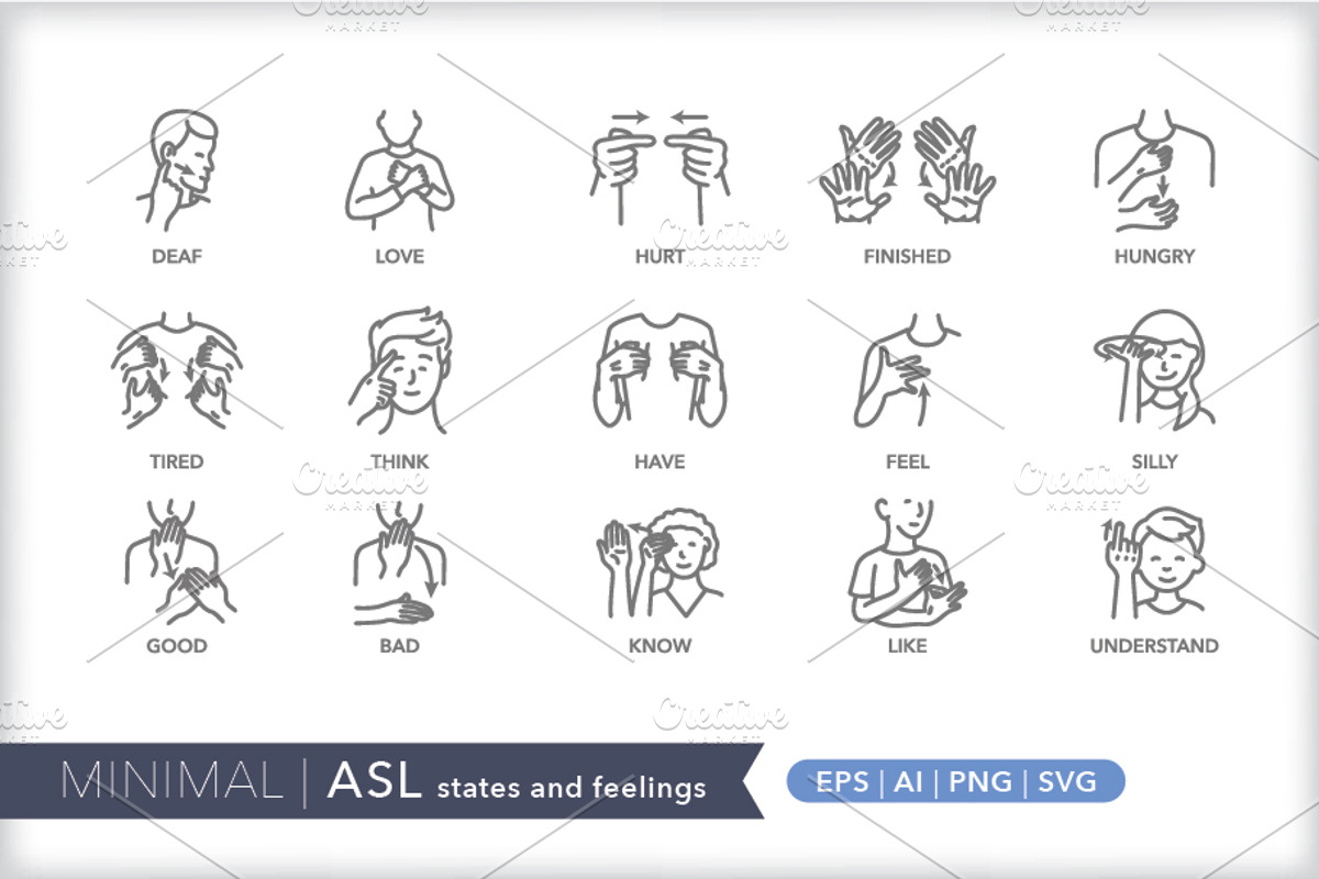Minimal American Sign Language (ASL), an Outline Icon by Picture Window (Photo 15 of 26)