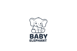 Adorable Baby Elephant Logo, a Branding & Logo Template by HueNestify