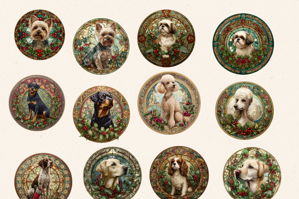 DOG ORNAMENTS CLIPART, an Animal Illustration by Daring Digies (Photo 2 of 9)