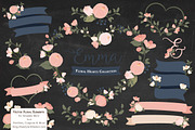 Navy & Blush Floral Heart Clipart, an Illustration by Amanda Ilkov (Thumbnail 2 of 5)