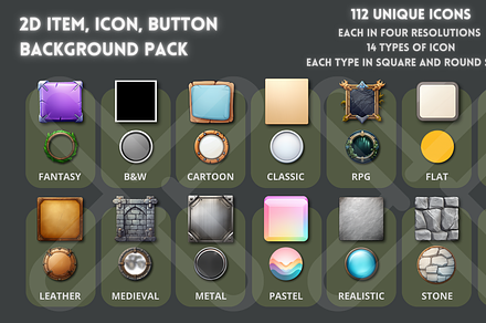 2D Item, Icon, Button BackgroundPack