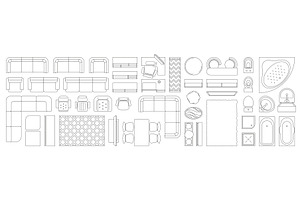 Linear interior furniture top view, a Graphic by Frogella